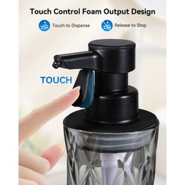 Automatic Soap Dispenser, Touch Dispense Foam Hand Soap Dispenser, Glass Soap Dispenser with Diamond Relief Design for Kitchen, Bathroom, Hotel, 8.3oz/245ml