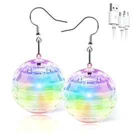 PUFIER LED Earrings Light Up Earrings 16 Light Modes Rechargeable Disco Heart Earrings for Women Disco Party Decorations & Rave Accessories