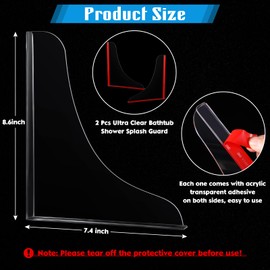 Remagr 8 Pieces Bathtub Shower Splash Guards Curtain Clips Set for Shower Liners and Curtains to Keep Water Windproof Acrylic Adhesive Splash Holder (Clear)