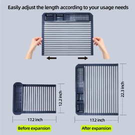 Dolreiik,Roll Up Dish Drying Rack Over The Sink, 304 Stainless Stee Roll Up Dish Drying Rack, Foldable & Adjustable Dish Drying Rack for Kitchen Sink Counter (Gray, Large Expandable Size)