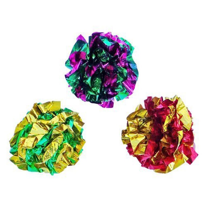 PETFAVORITES Original Mylar Crinkle Balls Cat Toys - 6 Pack