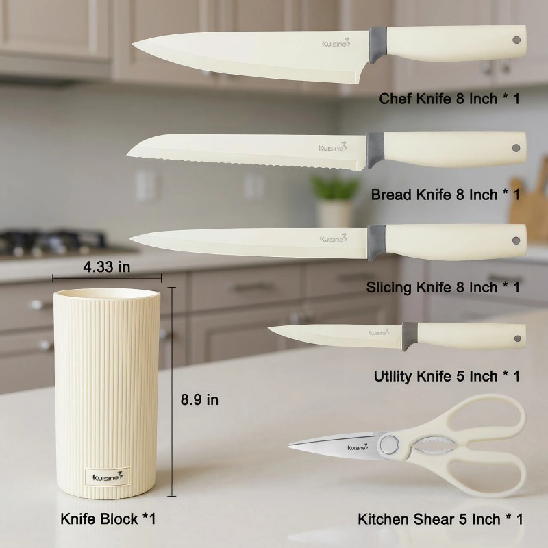 Kuisine 6-Piece Multifunction Kitchen Knife Set PP Handle Stainless Steel
