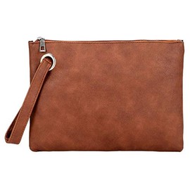 Hycurey Oversized Clutch Bag Purse and Handbag Womens Large PU Leather Evening Wristlet Handbags New Brown