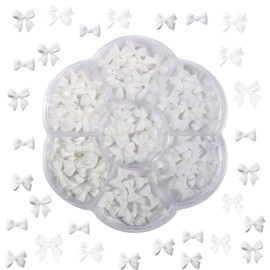 Mdscve Nail Bow Charms 3D White Butterfly Charms for Nails with Matte Designs Nail Bows Tie Resin Nail Charms Kit DIY for Nail Art Bow Charm for Women