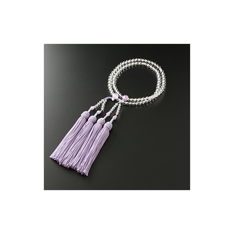 京仏壇はやし 数珠 八宗用 (八宗兼用) 本水晶 藤雲石入り (女性用) 正式 本式 【