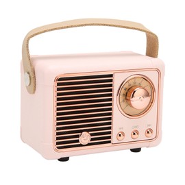 Retro BT Speaker, HiFi Stereo, Fast Transmission, Low Power Consumption, Portable, Vintage Speaker with 360 Degree Surround Sound and Multiple Play Modes (Pinkcolor)