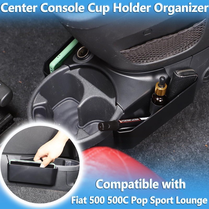 Gear Shift Organizer Tray Compatible with Fiat 500 2007-2024,Cup Holder