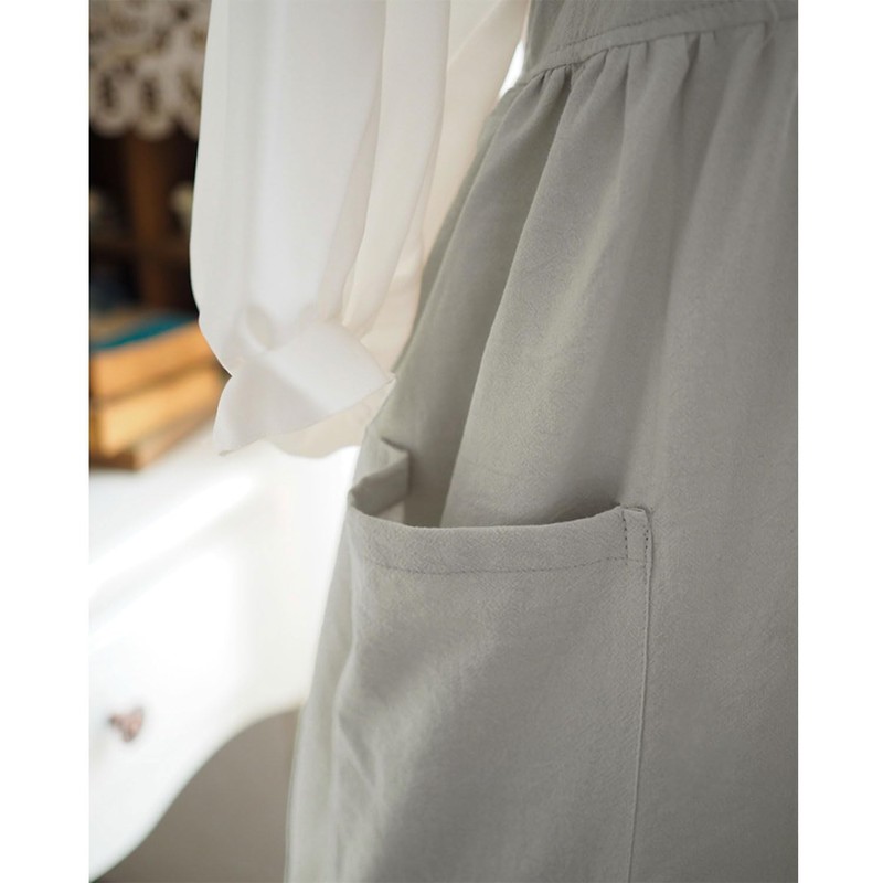 Uaussi Cotton Linen Apron Cross Back Work Apron for Women
