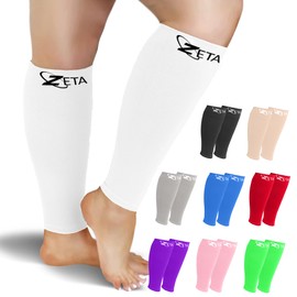 Zeta Wear Compression Stockings Thick Calf Sleeve Calf Sleeve Soothing Comfortable Gradient Support Prevent Swelling Pain Edema DVT Large Cuffs (2XL, White)