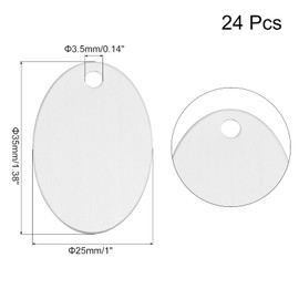 MECCANIXITY 24 Pack Oval Aluminum Blank Tags 38 x 25 x 1mm Engraving Stamping Blanks Metal Blank Label Dog Pet Tags for DIY Jewelry Stamping Tools, Silver