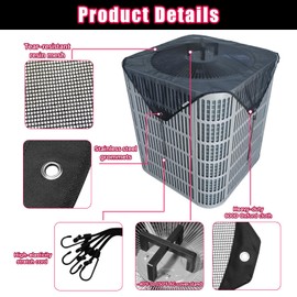 ARTLLON Air Conditioner Covers for Outside Unit 32''x32'', Central Mesh Net AC Unit Covers Outdoor, Heat Pump AC Screen Condenser Cover - Universal Top Defender Cover with Stand