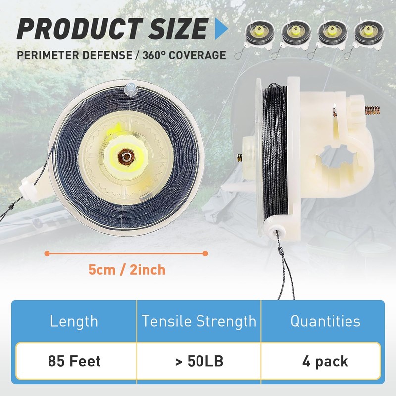 Kevlar Trip Wire Alarm Device with Reusable Reel - 85ft
