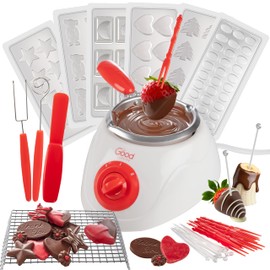 Electric Chocolate Melting Pot Set- XMAS Candy Bar Making or Fondue Fountain Kit w/ 30 Bonus Accessories-Dip, Drizzle & Decorate Strawberries, Marshmallows, Snacks- Holiday Party Appetizers Desserts