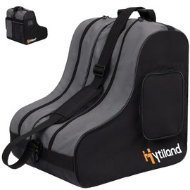 Hytiland Roller Skate Bag, Breathable Ice Skate Bag with Adjustable Shoulder Strap Large Capacity Skate bag Fit Inline Skates,Ice Skates, and Most Roller Skate Accessories for Kids and Adults, B Black