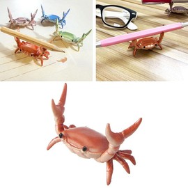 2PCS New Japanese Creative Cute Crab Pen Holder Weightlifting Crabs Pen Stand Pen Holder for Desk Stationery Gift for Pen Lovers, Shopwindow, Office (Purple+Red)