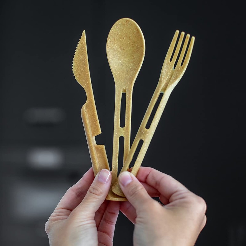 KLIKK POCKET Cutlery Set 3-Piece Natural Wood