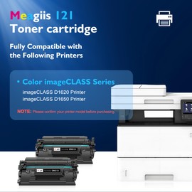 Meagiis 121 Black Toner Cartridge High Yield 2 Pack Compatible Replacement for Canon 121 CRG-121 CRG121 Toner Cartridge Work for Canon imageCLASS D1620 D1650 1620 1650 Printer