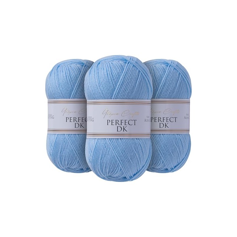 Utopia Crafts DK Double Knitting Yarn 3X 100g (Baby Blue)