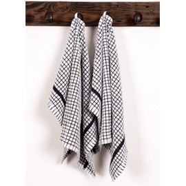 LaPrima Shops Set of 2 Terry Kitchen Towels, 20 x 30-inch 100-Percent Cotton (Black)