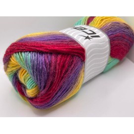 Lana Bella Self-Striping Acrylic Wool Blend Yarn - 3.53 Ounces (100grams) 273 Yards - Rainbow