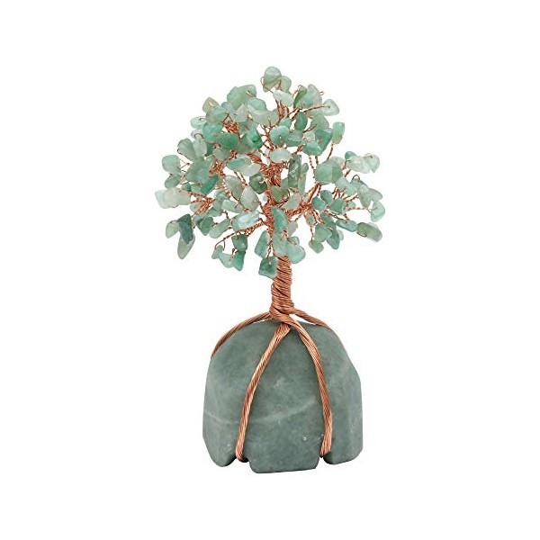 Crocon Green Aventurine Gemstone Money Tree with Green Aventurine Rough