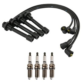 TRQ Ignition Kit Spark Plugs Spark Plugs Wire Set Compatible with 1994-2000 Mazda Miata