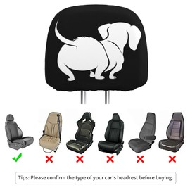 Dujiea 2 Pack Black Dachshund Dog Car Headrest Covers, Universal Soft Car Seat Head Rest Cover Protector, Vehicle Accessories Fabric Headrest Cover for Cars Vans Trucks