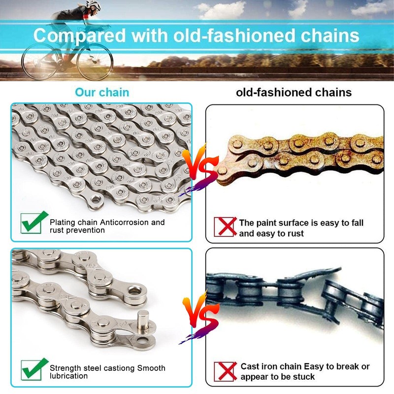 TAGVO 6/7/8 Speed Chain Plating Silver 116 Link with Quick