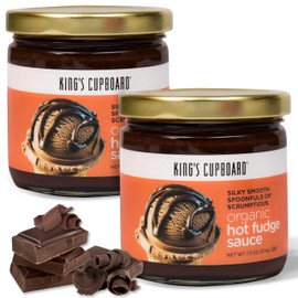 King's Cupboard Organic Hot Fudge Sauce - The Perfect Hot Chocolate Sauce for Topping Ice Cream & Desserts, Coffee Drizzle, Baking, Fondue, Gluten-Free, Kosher, All Natural, 7.2 oz - Pack of 2