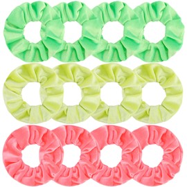 Whavel 12 Pack Velvet Scrunchies Soft Hair Scrunchies Ponytail Holder Elastic Scrunchy Hair Bands Ties, Velvet Hair Scrunchies Hair Accessories for Women Girls (Neon color)