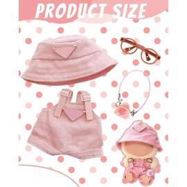 CHBCD Clothing for 17 cm Plush, Cuddly Toy Clothing Outfit Only, Jumpsuit with Adjustable Straps Hat Glasses Flower Bag for the 17 cm Mini Plush Dolls Plush Doll, Pink
