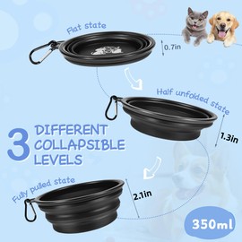 Tailtastic Portable Dog Bowls 2 Pack - Collapsible Silicone Travel Dog Bowls for Small, Medium & Large Dogs, Foldable Outdoor Bowl with Clip, Lightweight for Hiking Camping Backpacking（Small）