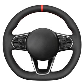 MEWANT Hand Stitch Black Suede Steering Wheel Cover for Acura MDX (A-SPEC) 2022-2024 / TLX (A-SPEC) 2021-2024
