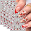 4Pcs Flower Nail Art Stickers Decals 5D Embossed Floral Strawberry