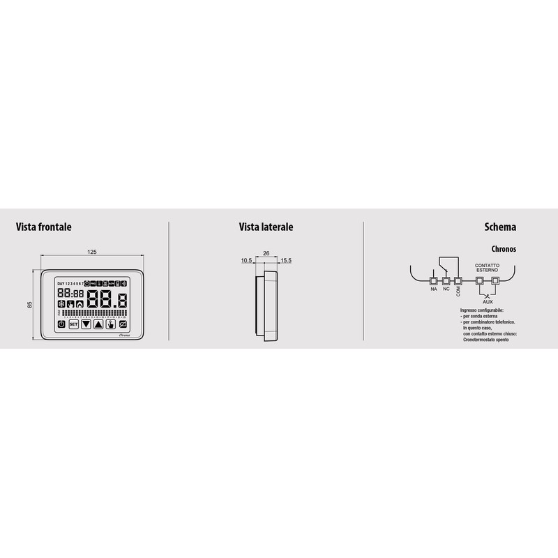 Vemer Chronos Touch Screen Wall Thermostat, VE452900