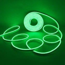 HEGEHE Dimmable LED Neon Light Strip Kit, 2m Green Neon Rope Light + ITOUCH Dimmer Switch + 12V DC Power Supply, Flexible and Waterproof for Home DIY Commercial Decor