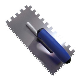 Karl Dahm Buttering Floating Trowel Blue I Tile Trowel with 4 mm & 10 Teeth I Smoothing Trowel with Soft Grip I Easy Tile Laying with Professional Tile Tool - 11563