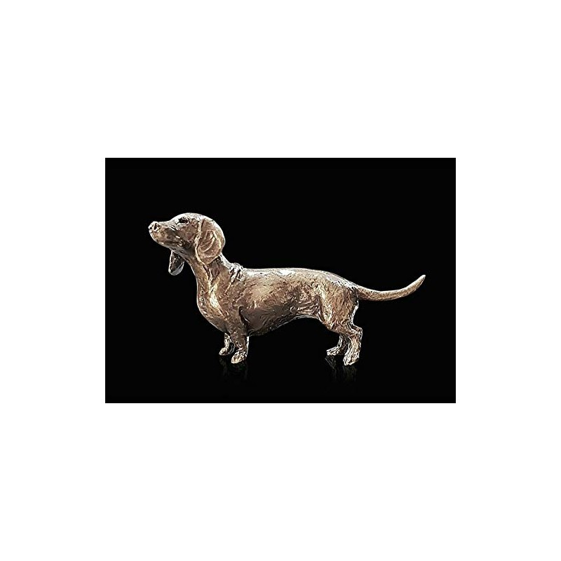 2082 Butler & Peach Dachshund Solid Bronze Miniature Sculpture
