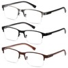 SUNAMOY 3 Pack Extra Wide Metal Reading Glasses Men, Half