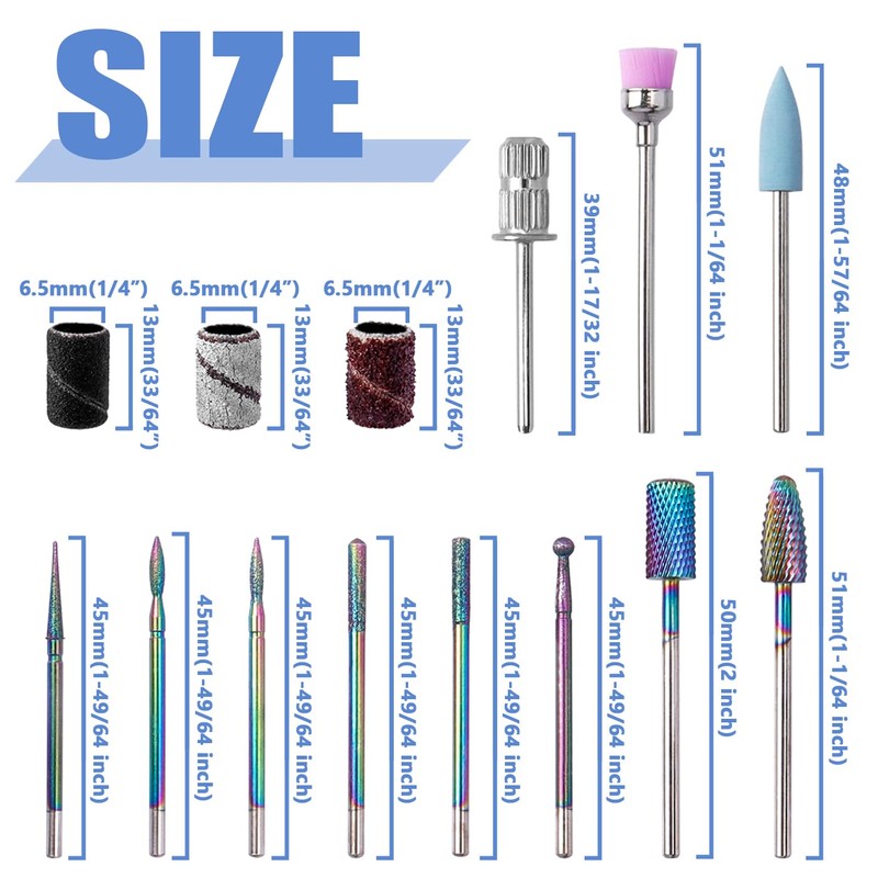 Mesee Nail Drill Bits Set, 10Pcs Tungsten Carbide Nail File