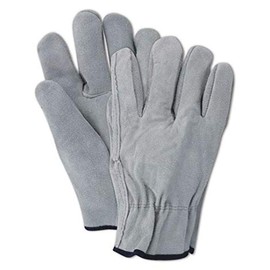 MAGID Roadmaster T350 Glove | Split Cow Leather Unlined Driver's Glove with Straight Thumb - Economical Grade, Slip On Cuff, Gunn Cut Pattern, Large, Gray (36 Pair)