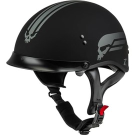 GMAX HH-65 Retribution Half Helmet (Black/Silver, X-Large) - FMVSS 218 Approved
