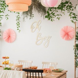 Oh Boy Sign - Wood Color | Perfect for Baby Showers, Gender Reveal Parties, Baby's 1st Birthday, and Photo Backdrops | Boy Decorations and Party Background