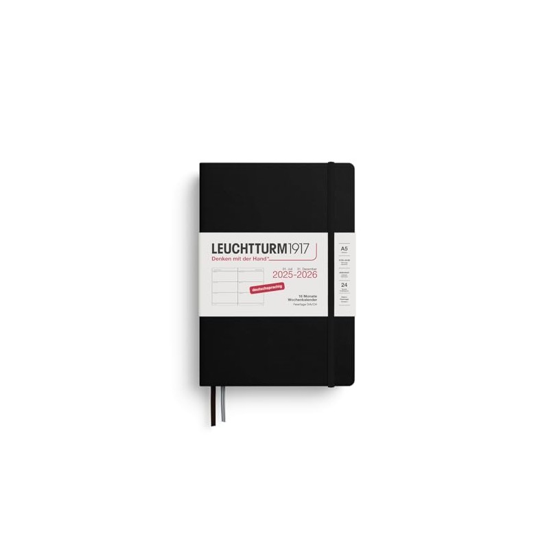 LEUCHTTURM1917 372627 Weekly Planner Medium (A5) 2026, 18 Months 07.2025-12.2026,
