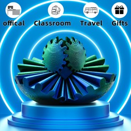 MEIEST 3D Printed Gear Ball,Funny Spin Ball Cube Fidget Toy,Activity Gear Sphere Fidget Spinner Hand Toy,Executive Desk Toys,Creative Gift (Green)