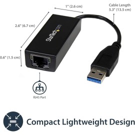 StarTech.com USB to Ethernet Adapter, USB 3.0 to 10/100/1000 Gigabit Ethernet