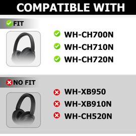 umvowuxa Replacement Earpads Compatible with Sony WH-CH700N/WH-CH710N/WH-CH720N /WH-XB900N/WH-RF400&MDR-ZX780/MDR-ZX770/MDR-10R Headphones Soft Protein Leather (PL/White)