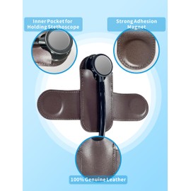 CaseLeather Stethoscope Holder, Genuine Top-Grain Leather | Strong & Durable | Magnetic Closure - Easy Access | for Doctors, Nurses, Adult, Dual Head (Brown)