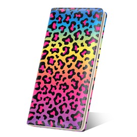 Nipichsha Womens Wallet, RFID Slim Wallets for Women, Thin Ladies Credit Card Holder Purse, Cute Leather Bifold Clutch Billfold with 11 Card Slots & ID Window, Colorful Leopard Print