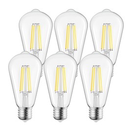 Brightown LED Edison Light Bulbs,6Pcs Vintage 6 Watt， Equivalent 60W Light Bulbs, E26 Base Non-Dimmable Decorative Antique Filament Light Bulbs with 80+ CRI,White 5000K